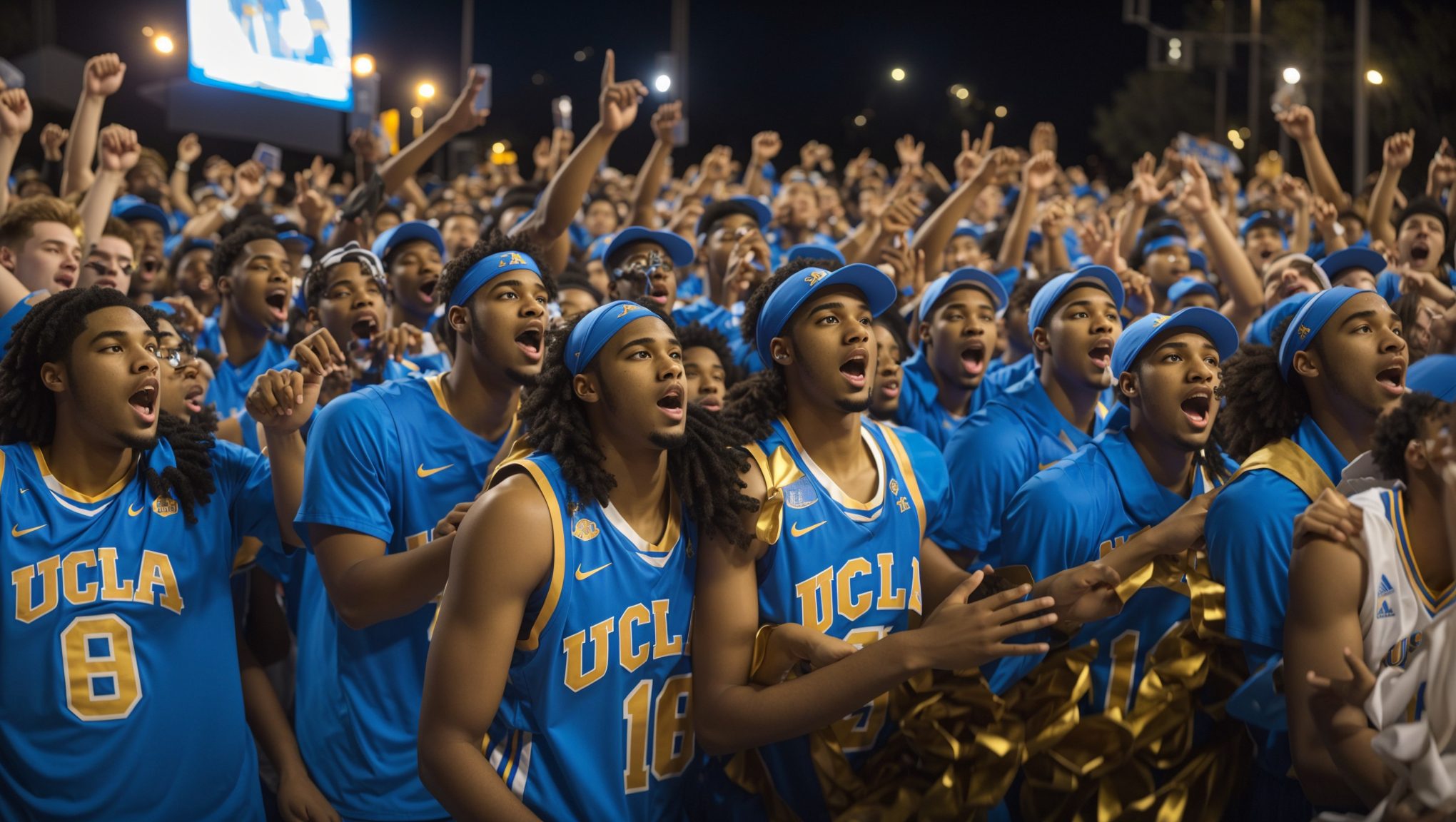 UCLA Bruins Basketball team fans chanting