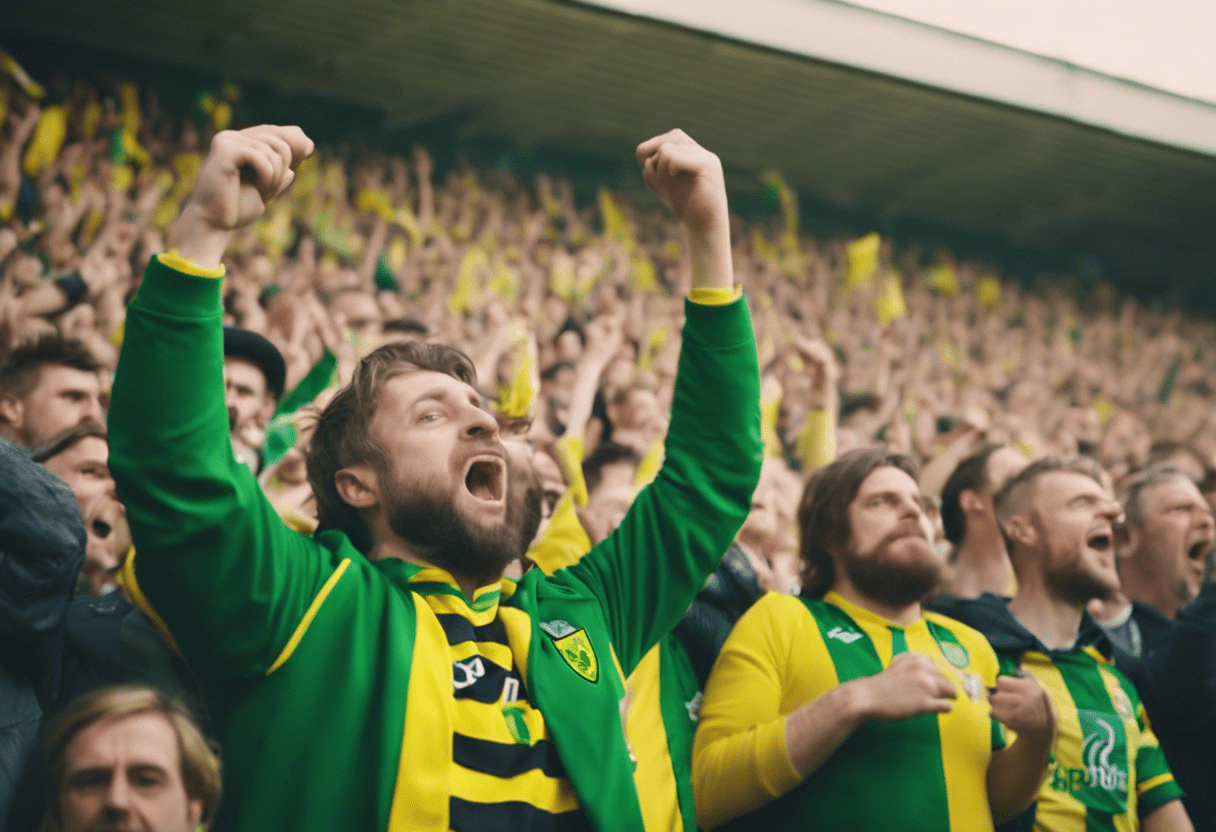 fans of Norwich city football club chanting